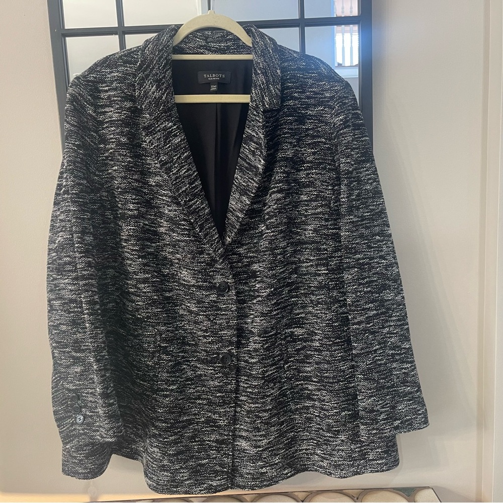 Talbots Plus Petite 22WP Black and White Blazer, EUC - Picture 12 of 12